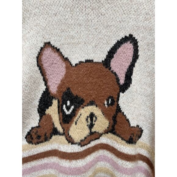 DG2 Diane Gilman French Bulldog Fuzzy Pullover Sweater Size XS Oversized - Picture 4 of 12